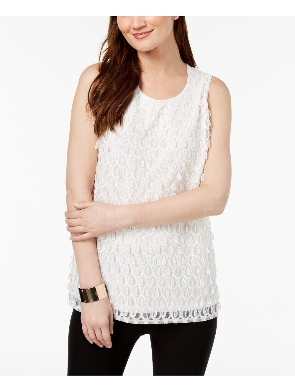 Alfani Womens Teardrop Embroidered Shell Top Size XL